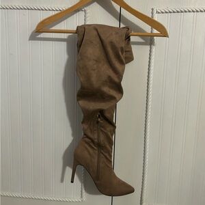 Brown Thigh High Boots with Heels